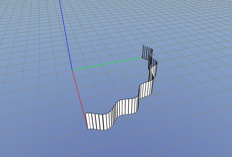 Undulating walls with direction selective widths placed along a sine curve warped around an arc.